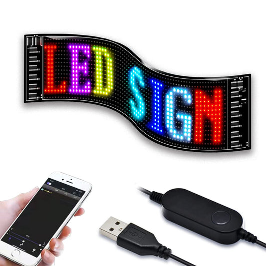 Flexible USB LED Car Sign App Control Custom Text Pattern Animation Programmable LED Display for Store Car Bar Hotel